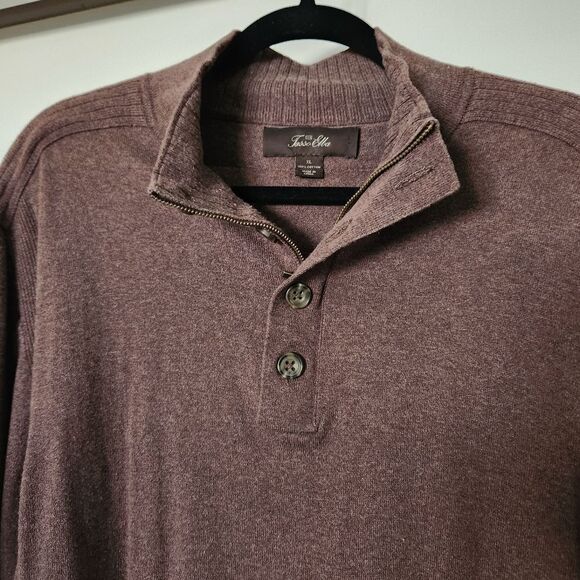 Tassle Elba Mens Long Sleeve Button and Zip Neck Sweater Shirt Size XL - Picture 4 of 5